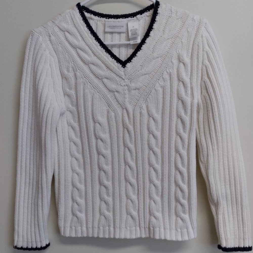 Liz Claiborne Cotton Cable Knit Sweater